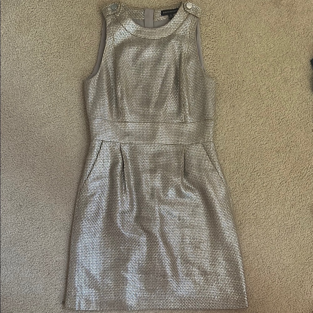 Banana Republic Shimmering Silver/gold tweed Mini Dress